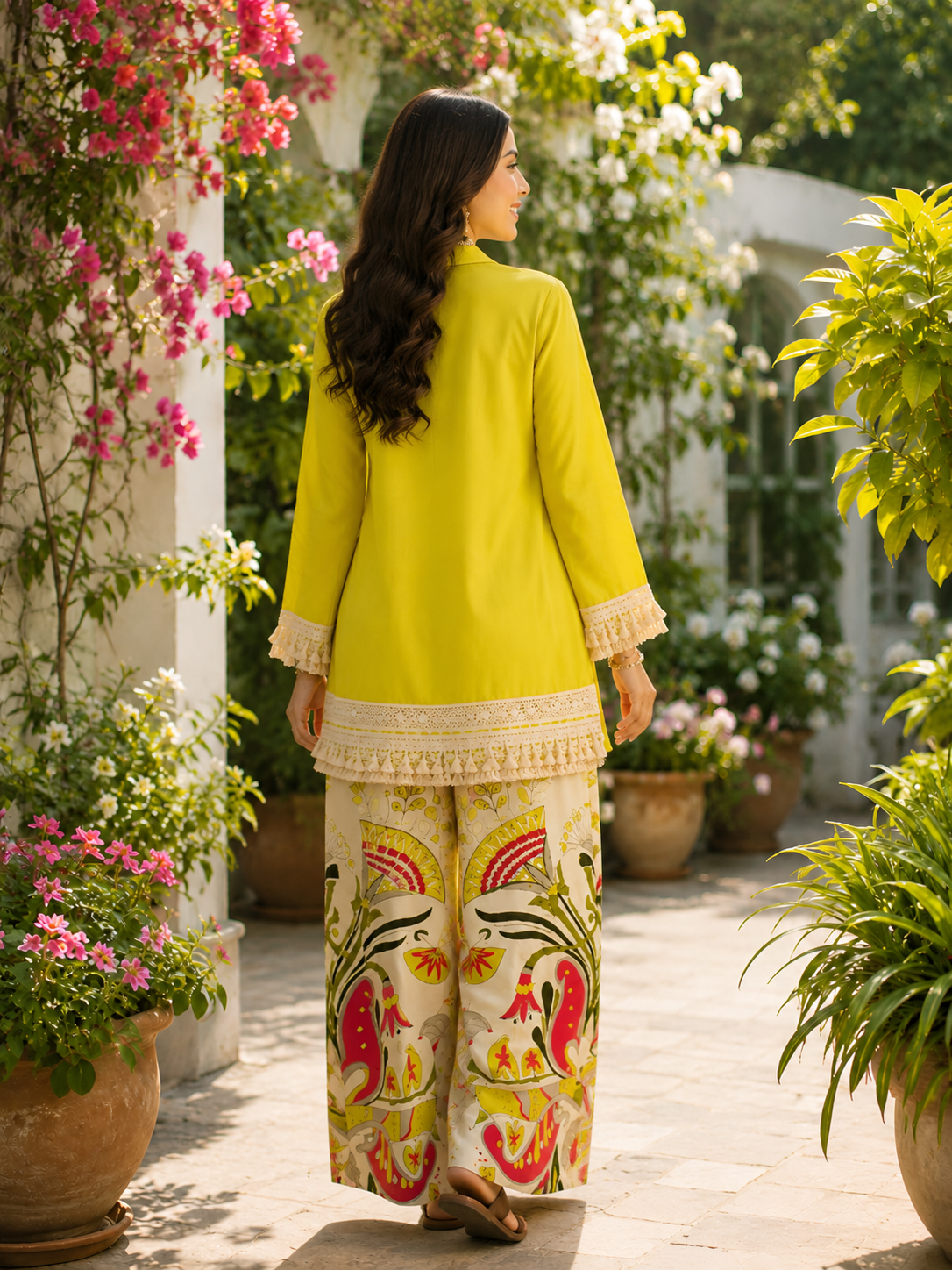Yellow Boho Embroidery Coord Set