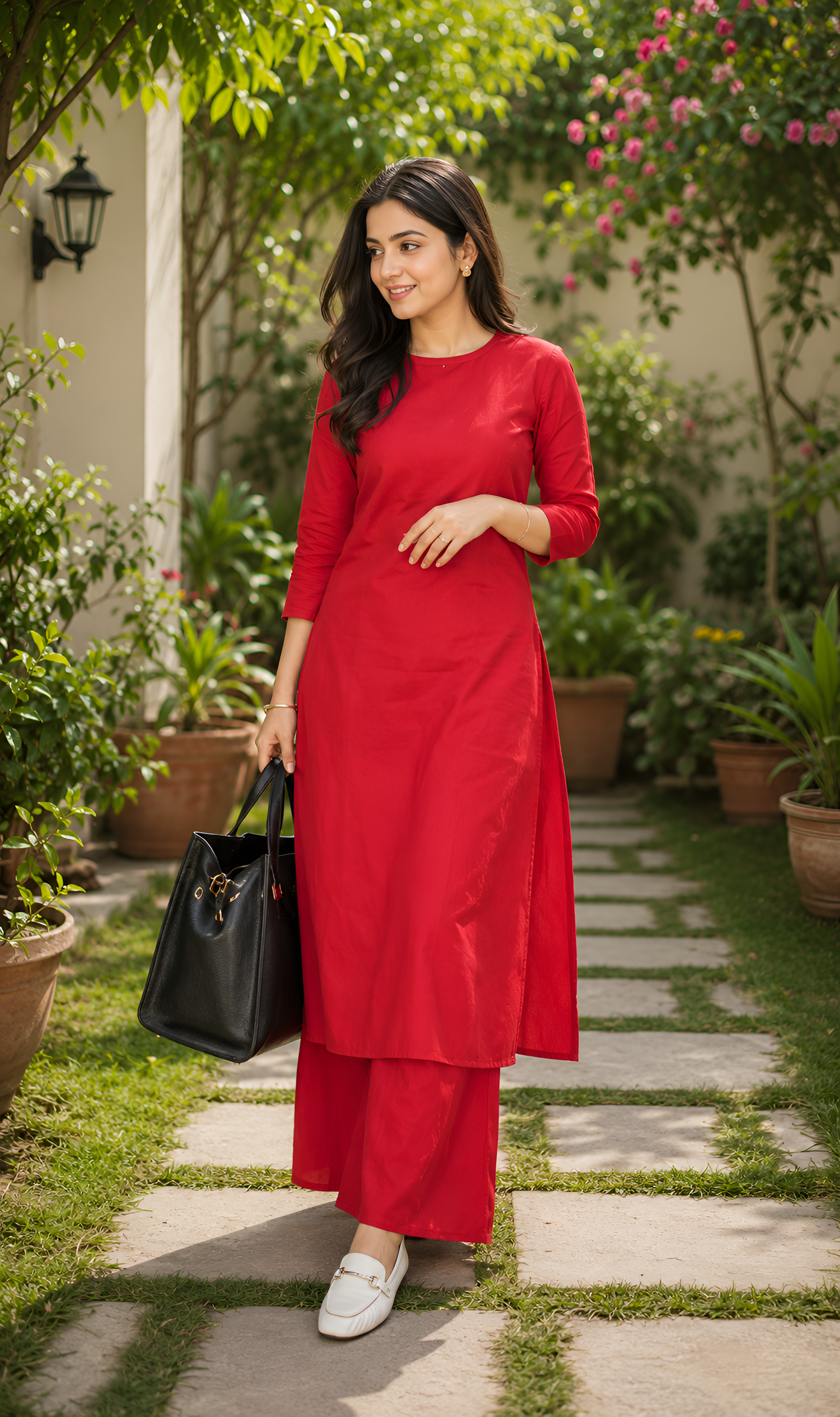 Parineeti Chopra styled Reddish Maroon Linen Kurta Set