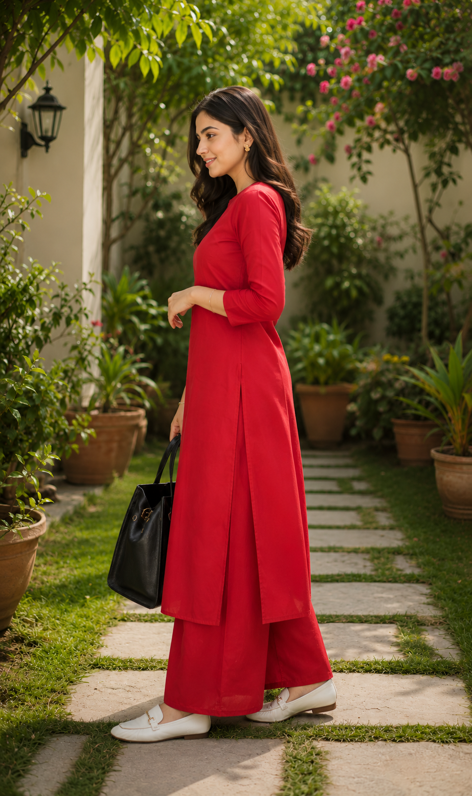 Parineeti Chopra styled Reddish Maroon Linen Kurta Set