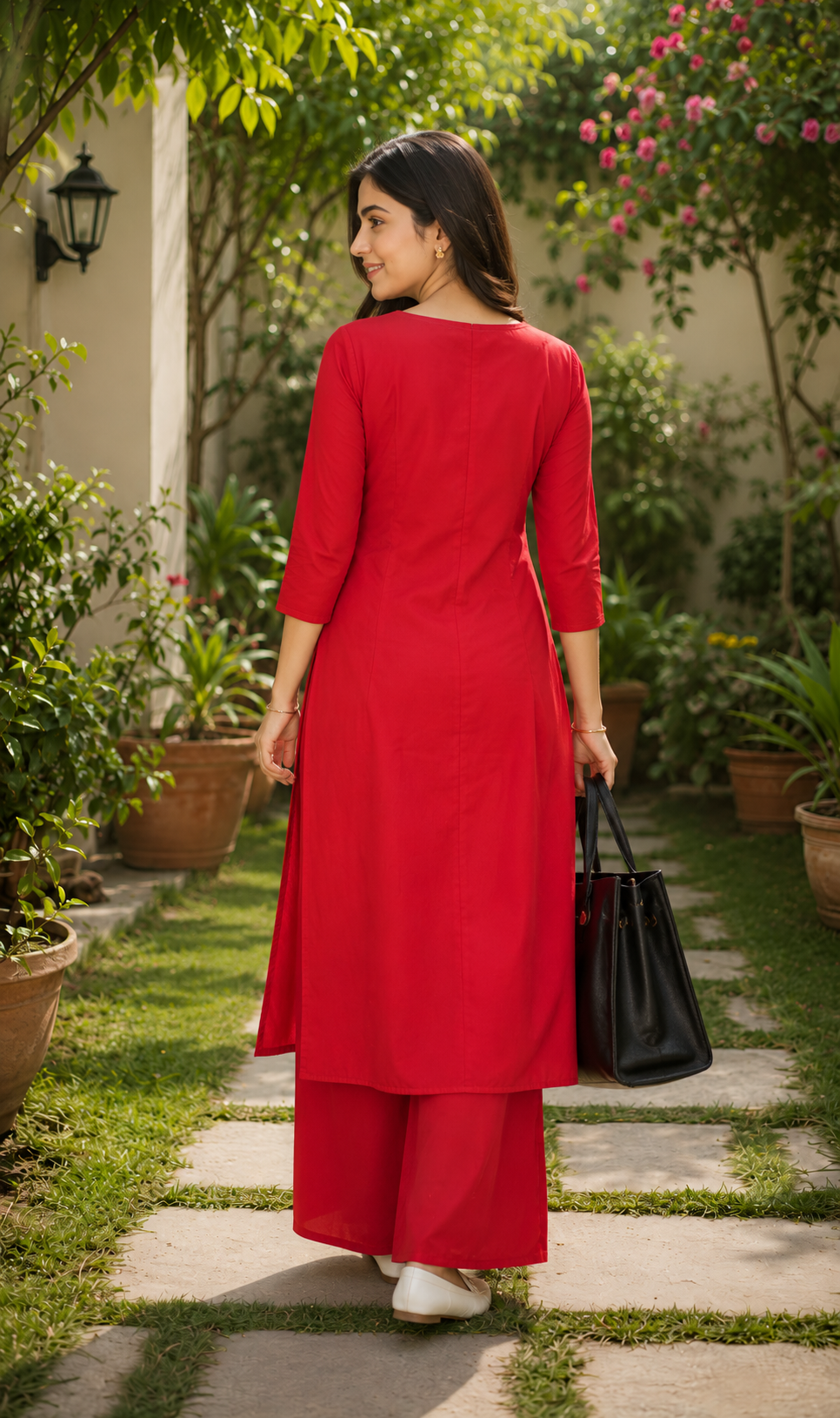 Parineeti Chopra styled Reddish Maroon Linen Kurta Set
