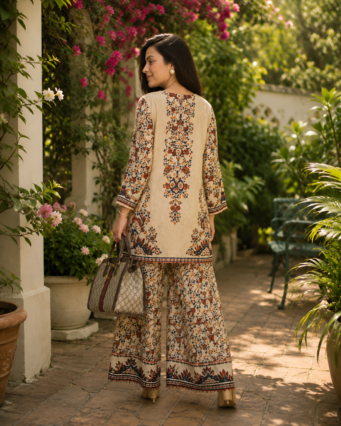 Vaani Semi Formal Crepe Fabric Co-Ord Set With All Over Placement Print