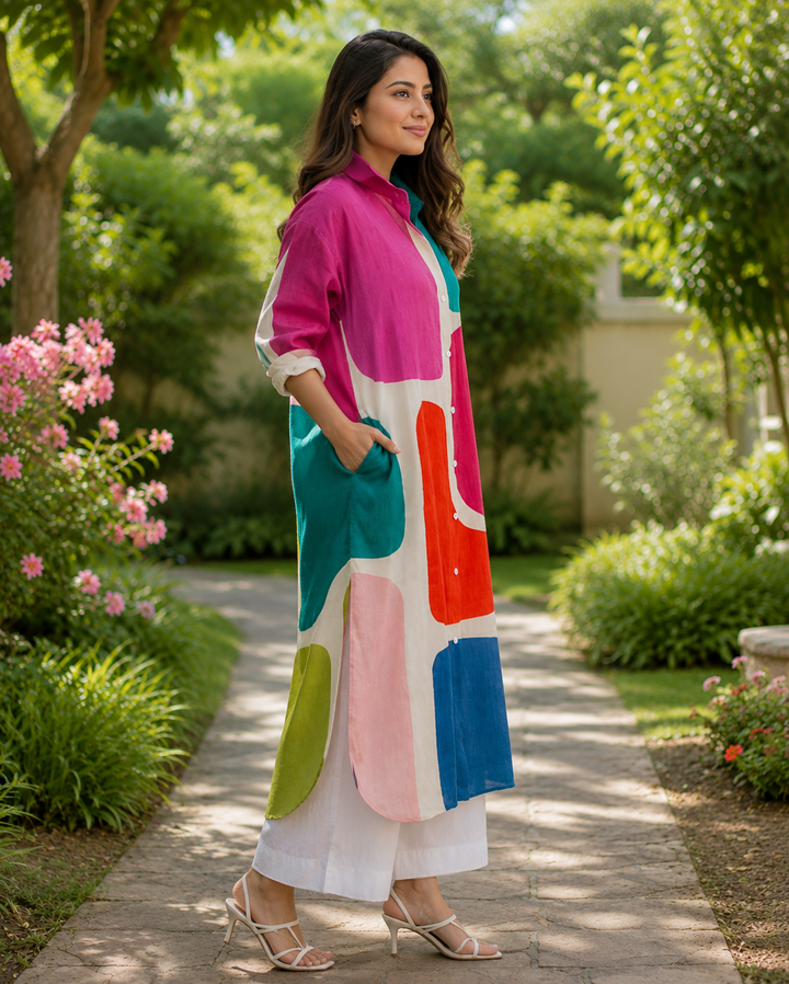 Multi Color Shirt Dress