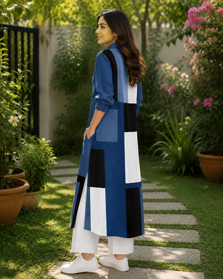 Indigo Printed Shirt Dress